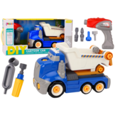 Speelgoed kiepvrachtwagen - blauw - 27.5x18x13.5 cm - incl. gereedschap