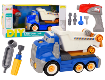 Speelgoed kiepvrachtwagen - blauw - 27.5x18x13.5 cm - incl. gereedschap