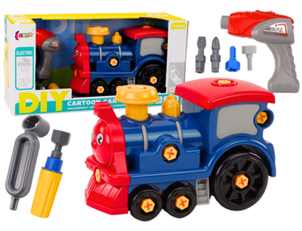 Speelgoed locomotief - marineblauw - 27.5x18x13.5 cm - incl. gereedschap