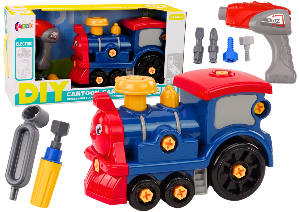 Speelgoed locomotief - marineblauw - 27.5x18x13.5 cm - incl. gereedschap