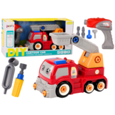 Kraanwagen speelgoed - rood - 27.5x18x13.5 cm - incl gereedschap