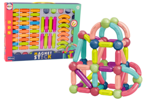 Magnetische bouwstenen - 66 stuks - felle kleuren - 3D constructies