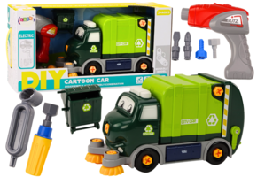 Speelgoed vuilniswagen - groen - 33x17.5x13.5 cm - demonteerbaar