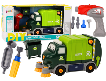 Speelgoed vuilniswagen - groen - 33x17.5x13.5 cm - demonteerbaar