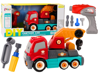 Vrachtwagen speelgoed - oranje - 28x20x14 cm - incl. gereedschap