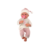 Levensechte babypop - grijze trui - beweegbare ledematen - incl accessoires