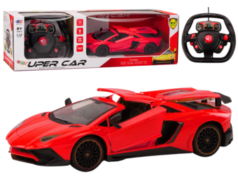 Bestuurbare auto - rood - 33.5x13.5x7.5 cm - deuren en kofferbak te openen