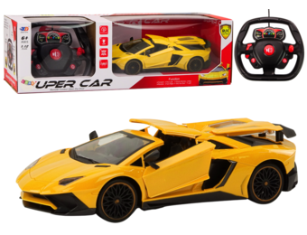 Bestuurbare auto - geel - 33.5 x 13.5 x 7.5 cm - licht en geluid