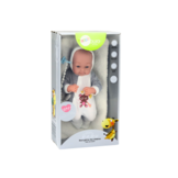 Speelgoed pop - grijze trui - beweegbare ledematen - incl. fopspeen