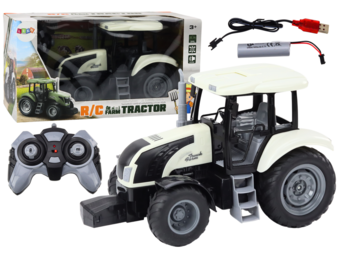 Bestuurbare auto - witte tractor - 34 x 18.5 x 16 cm - geluidseffecten
