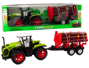 Tractor speelgoed - 40x23x22 cm - met boomtrailer - educatief