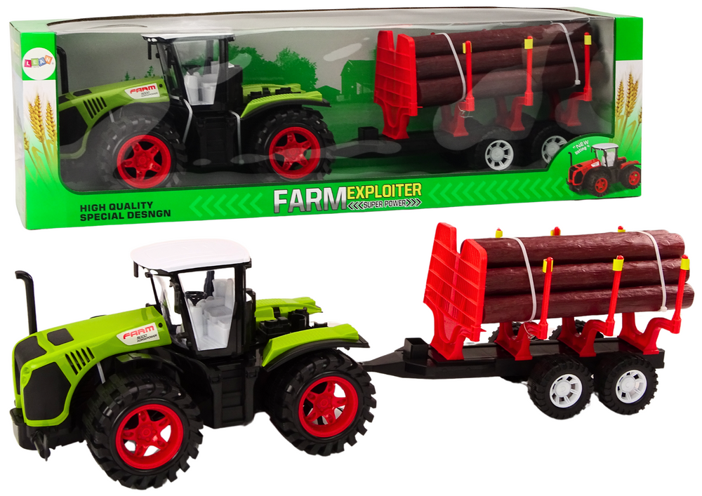 Tractor speelgoed - 40x23x22 cm - met boomtrailer - educatief