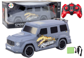 Bestuurbare auto - grijs - 40 x 18 x 16 cm - dinosaurusafbeelding