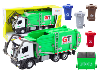 Vuilniswagen speelgoed - groen - 31 x 13 x 8 cm - educatief