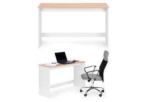 Computerbureau - 120 x 74 x 40 cm - wit, licht hout - vlek- en krasbestendig