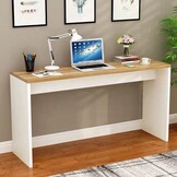 Computerbureau - 120 x 74 x 40 cm - wit, licht hout - vlek- en krasbestendig