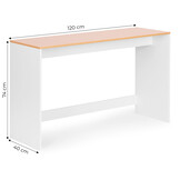 Computerbureau - 120 x 74 x 40 cm - wit, licht hout - vlek- en krasbestendig