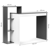 Bureau met kast - modern - 90 x 40 cm tafelblad - 4 planken
