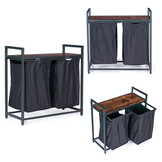 Wasmand - 92 liter - metaal en houtfineer - loft ontwerp