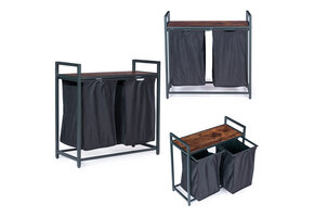 Wasmand - 92 liter - metaal en houtfineer - loft ontwerp