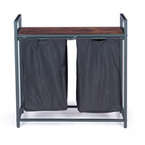 Wasmand - 92 liter - metaal en houtfineer - loft ontwerp