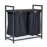 Wasmand - 92 liter - metaal en houtfineer - loft ontwerp