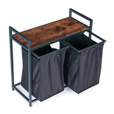 Wasmand - 92 liter - metaal en houtfineer - loft ontwerp