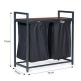 Wasmand - 92 liter - metaal en houtfineer - loft ontwerp