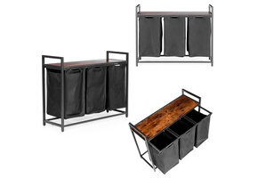 Wasmand 3 vakken - 93 x 73 x 33 cm - 114L - vochtbestendig