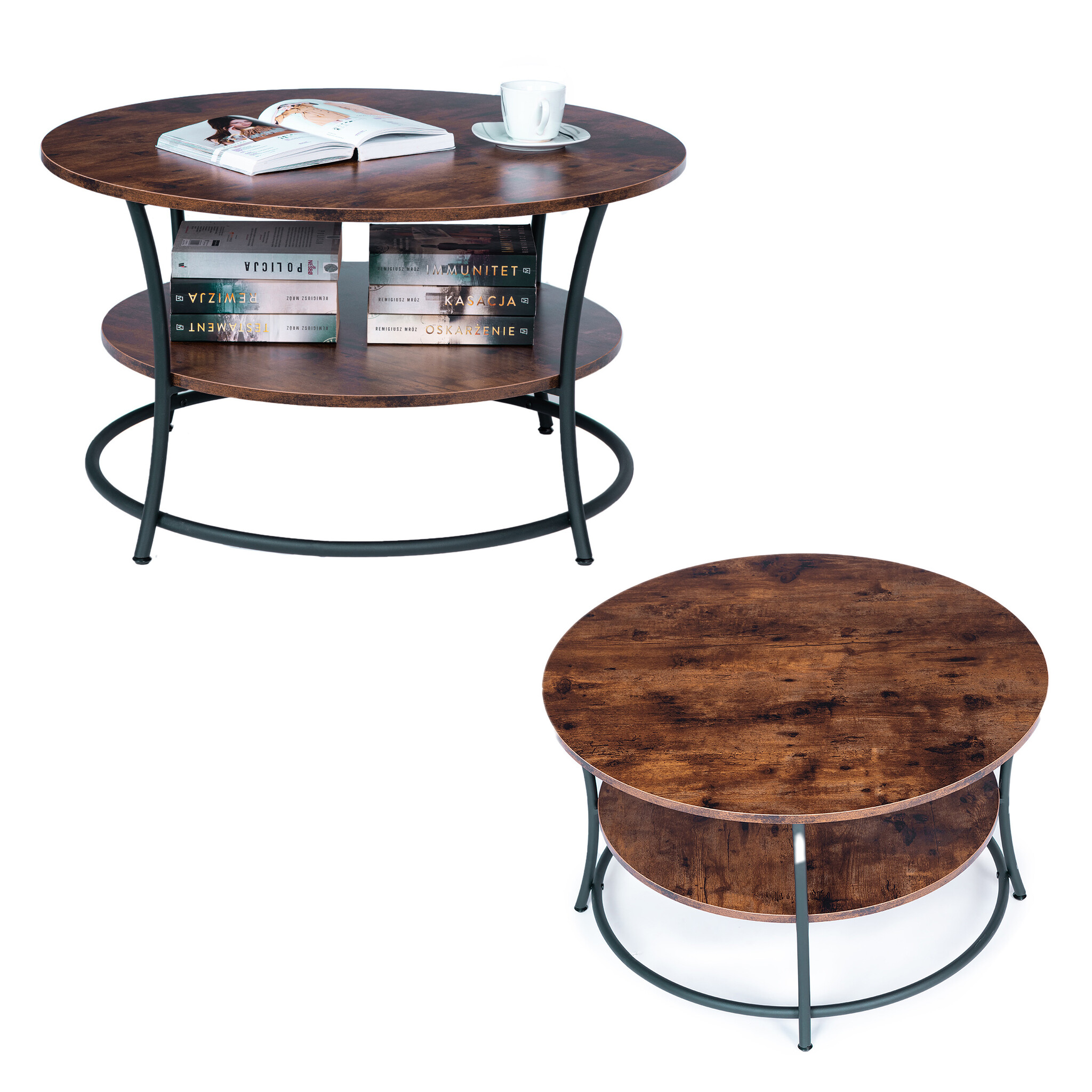 Salontafel - loft style - 80 x 80 cm - metaal en hout
