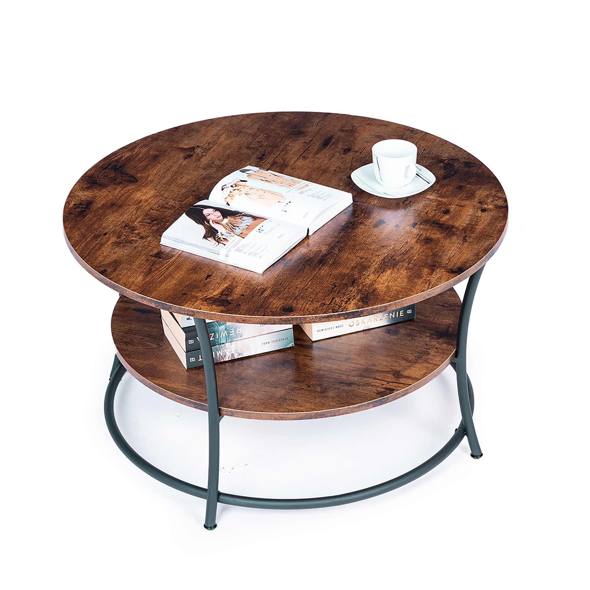 Salontafel - loft style - 80 x 80 cm - metaal en hout