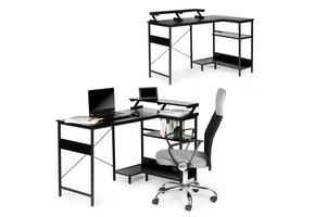 Hoekbureau - MDF tafelblad - metalen structuur - verstelbare voeten