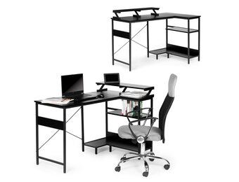 Hoekbureau - MDF tafelblad - metalen structuur - verstelbare voeten