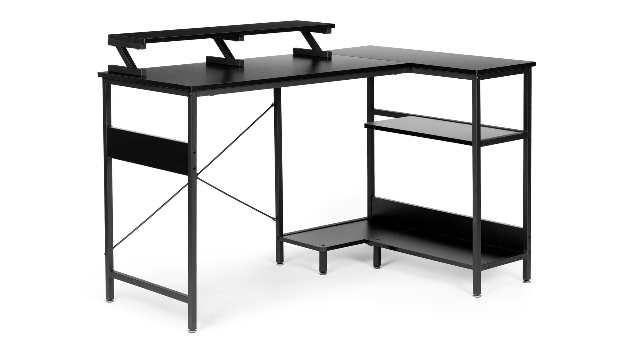 Hoekbureau - MDF tafelblad - metalen structuur - verstelbare voeten