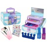 Make up koffer kind - blauw - 19.5x13x13 cm - incl accessoires