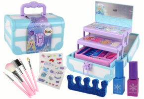 Make up koffer kind - blauw - 19.5x13x13 cm - incl accessoires