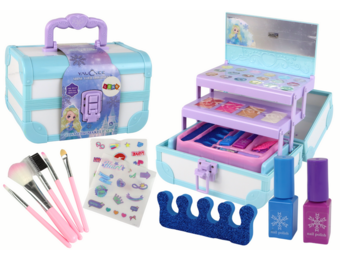 Make up koffer kind - blauw - 19.5x13x13 cm - incl accessoires
