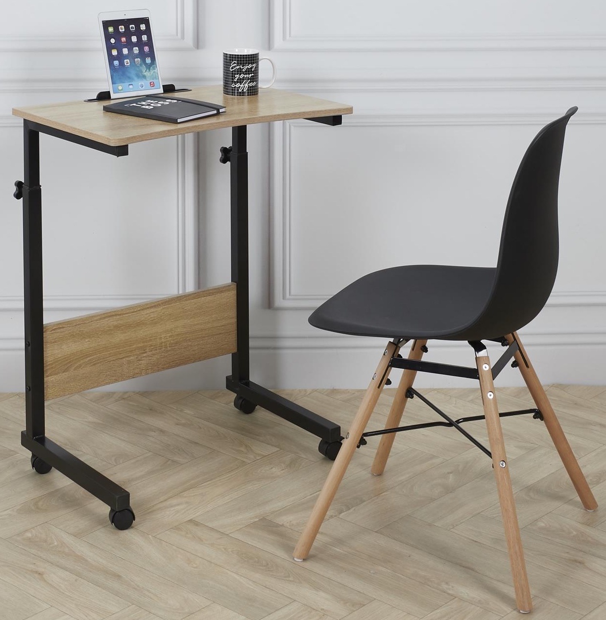 Laptoptafel - metaal en MDF - 43 x 39 x 83 cm - hoogteverstelbaar
