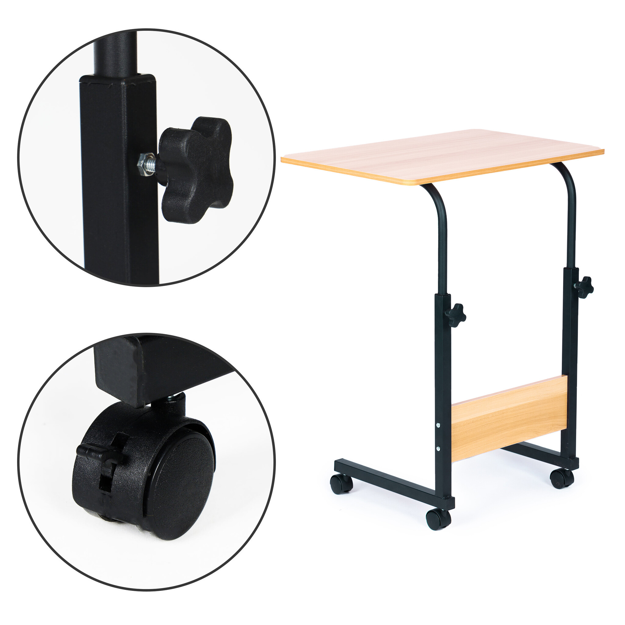 Laptoptafel - metaal en MDF - 43 x 39 x 83 cm - hoogteverstelbaar