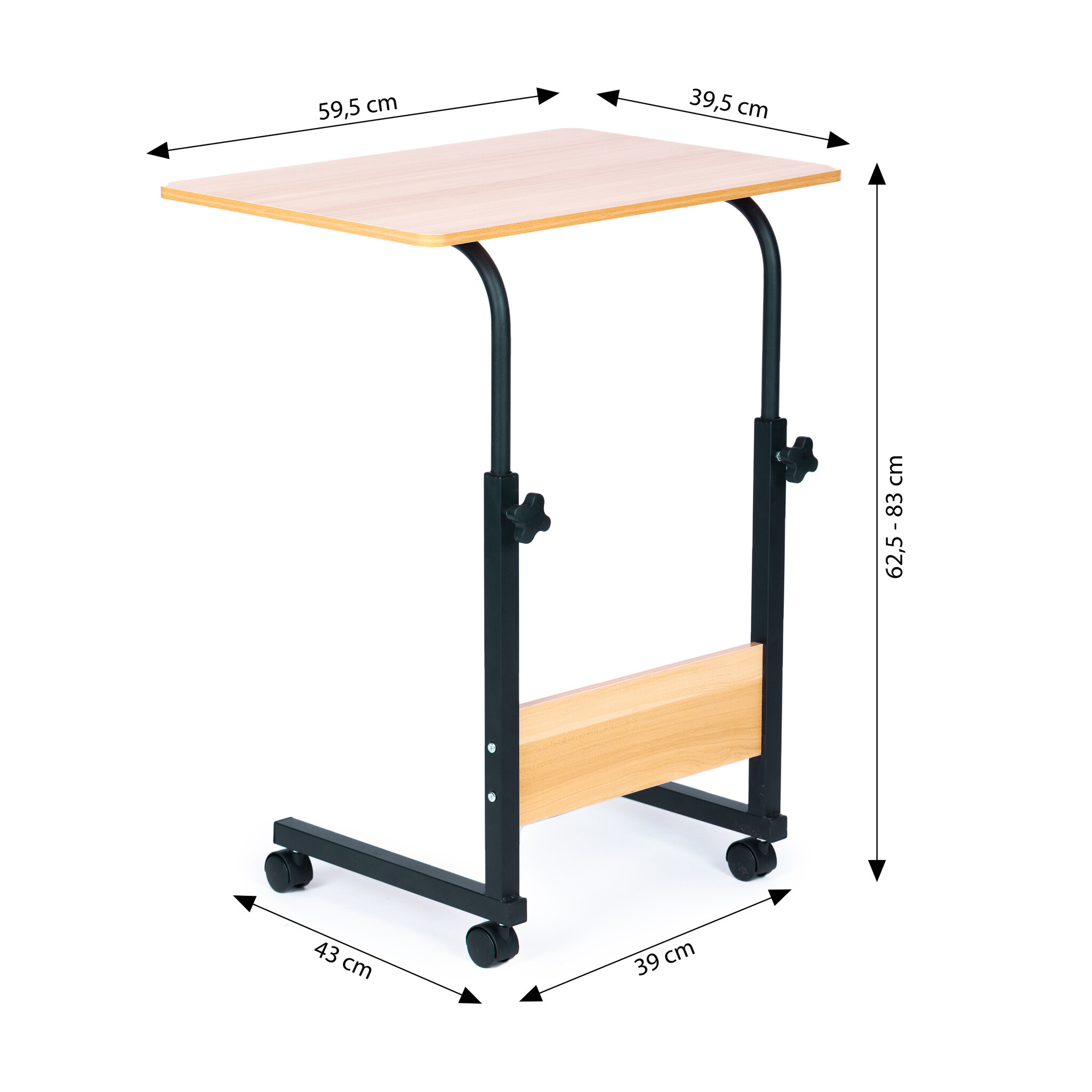 Laptoptafel - metaal en MDF - 43 x 39 x 83 cm - hoogteverstelbaar