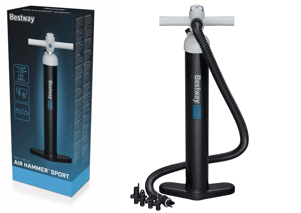 Handpomp - 25x10.5x65 cm - 5 adapters - opblazen en leeglopen