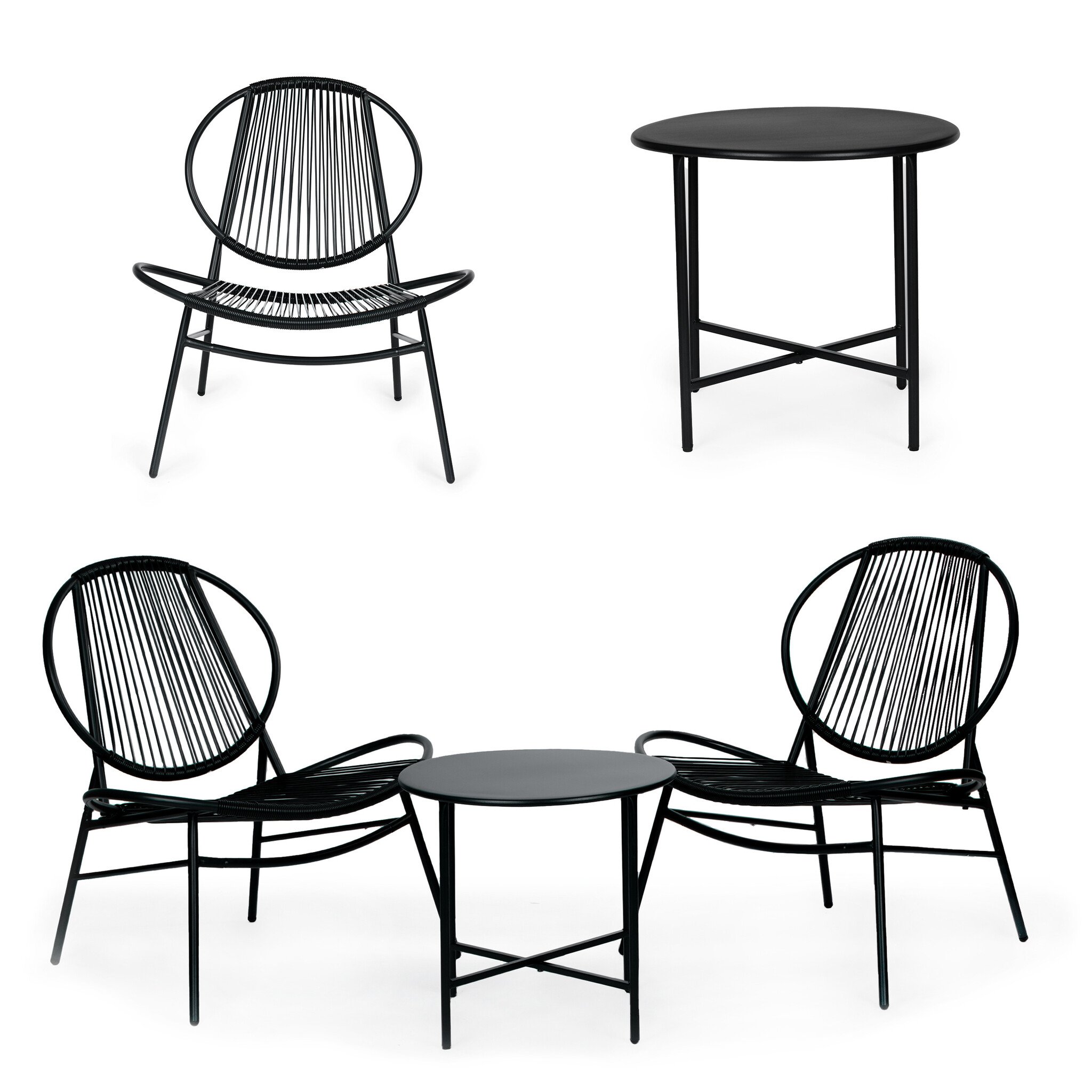 Tuinset - metaal - technorattan - 2 stoelen en tafel