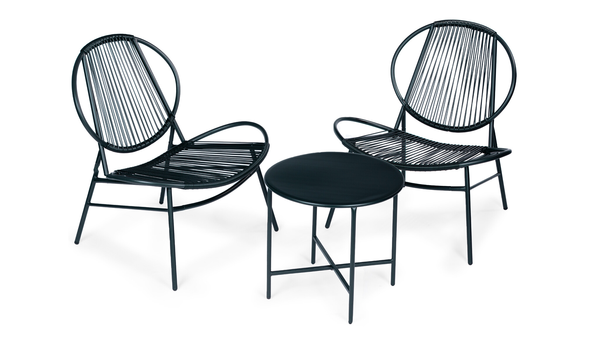 Tuinset - metaal - technorattan - 2 stoelen en tafel