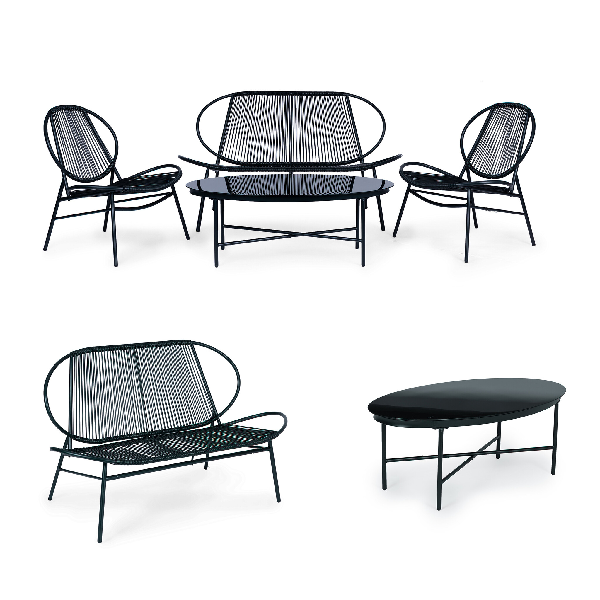 Rotan tuinset - 4-delig - metaal - technorattan