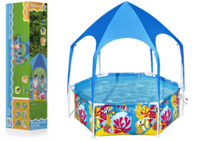 Tuin zwembad - 183x51 cm - onderwaterwereld thema - incl. zonneklep