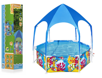 Tuin zwembad - 183x51 cm - onderwaterwereld thema - incl. zonneklep