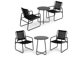 Tuinset - zwart - 2 stoelen - gepoedercoat staal