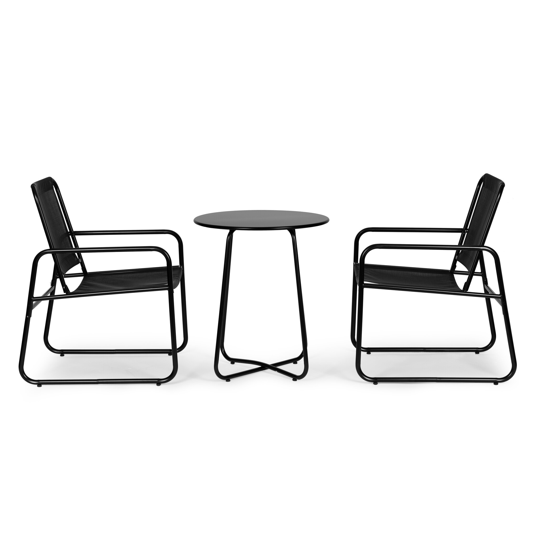 Tuinset - zwart - 2 stoelen - gepoedercoat staal