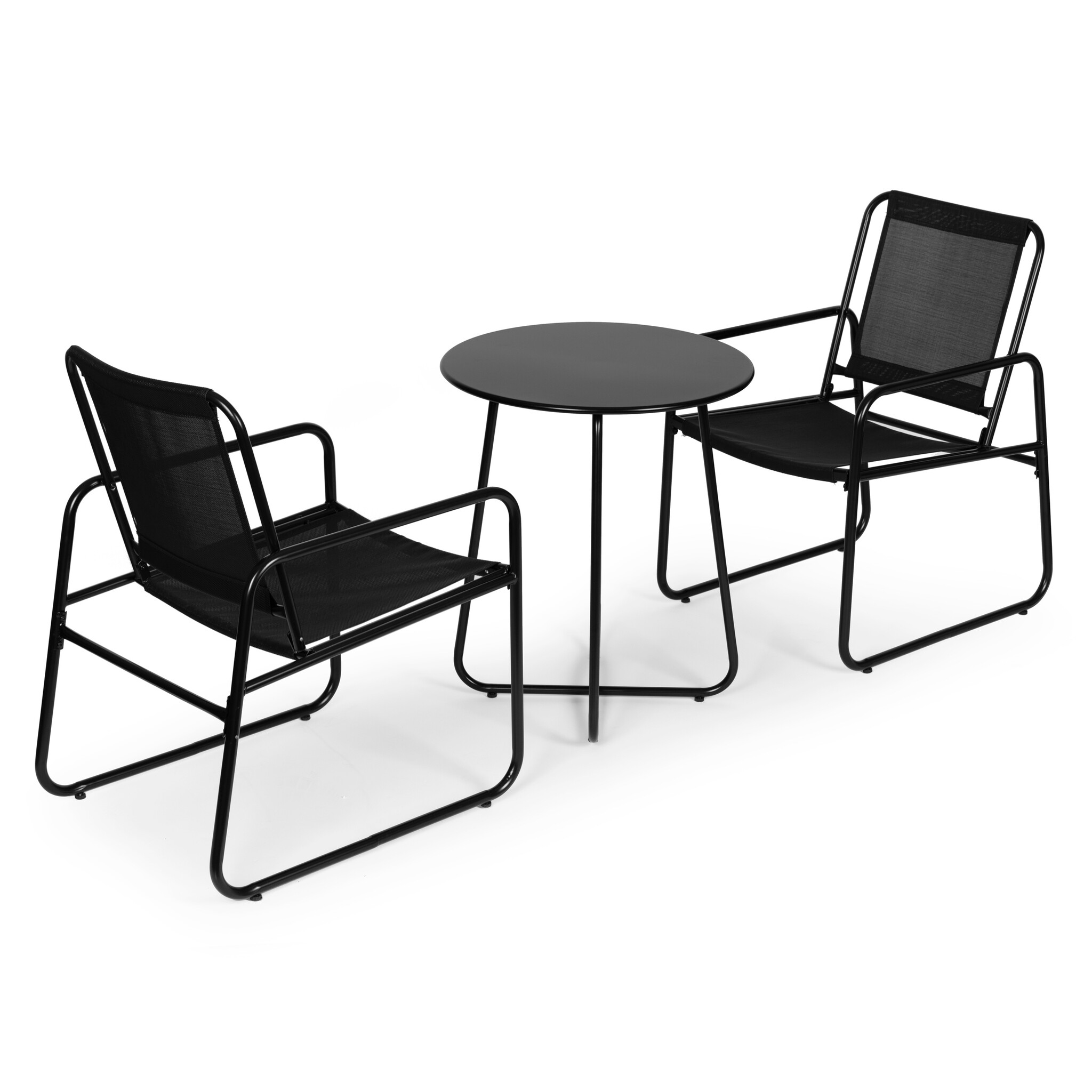 Tuinset - zwart - 2 stoelen - gepoedercoat staal