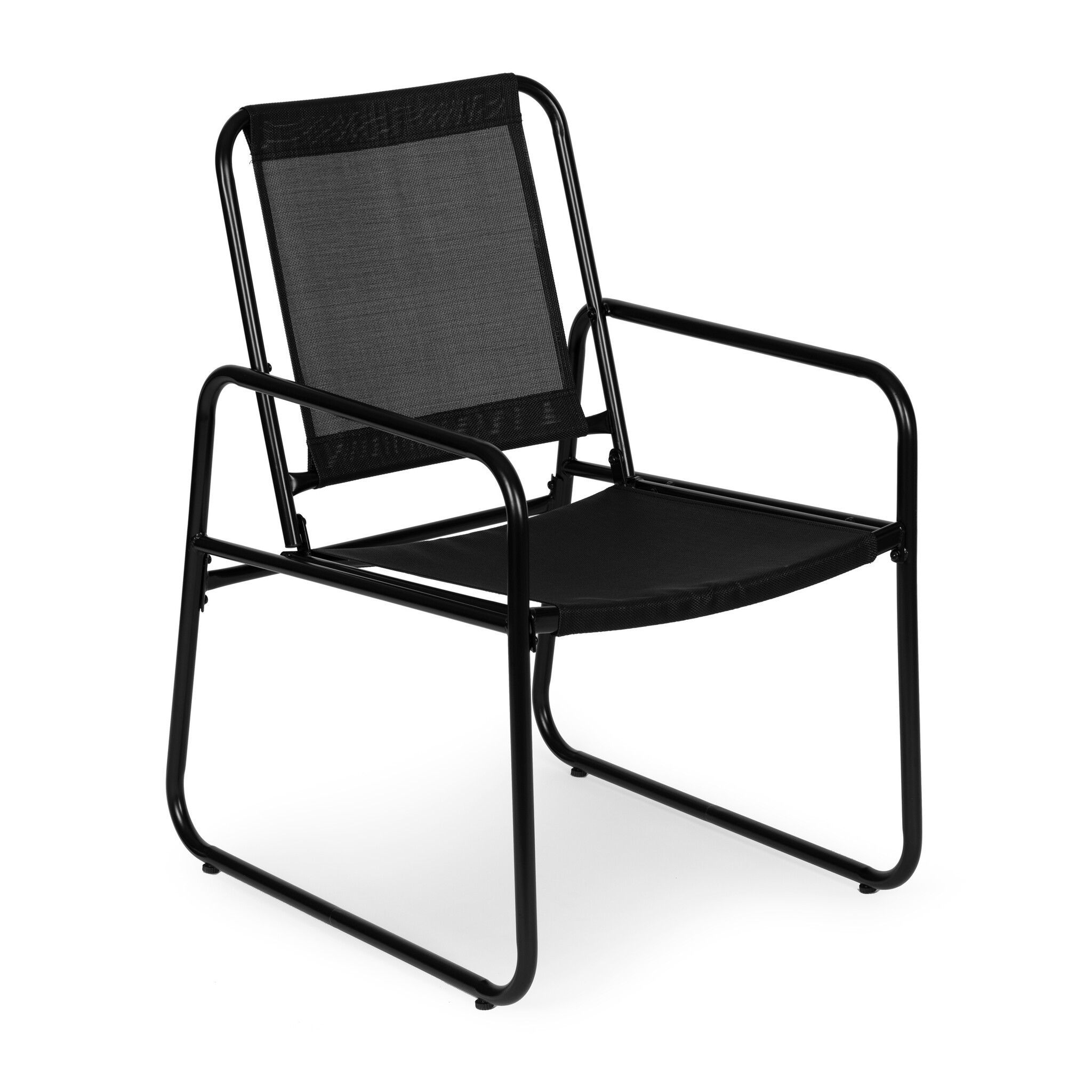 Tuinset - zwart - 2 stoelen - gepoedercoat staal
